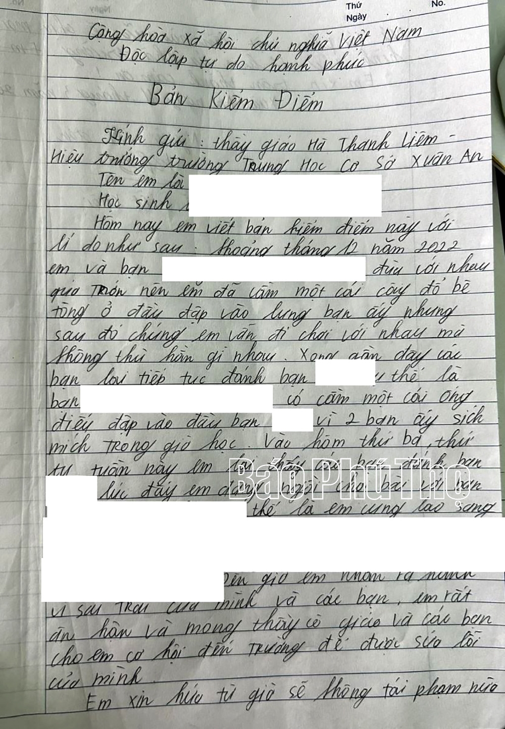 Làm rõ vụ bạo lực học đường xảy ra tại Trường THCS Xuân An, huyện Yên Lập Làm rõ vụ bạo lực học đường xảy ra tại Trường THCS Xuân An, huyện Yên Lập