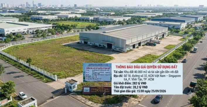 TP. Hồ Chí Minh: Đấu giá 40.000 m2 đất tại Khu công nghiệp Việt Nam – Singapore IIA