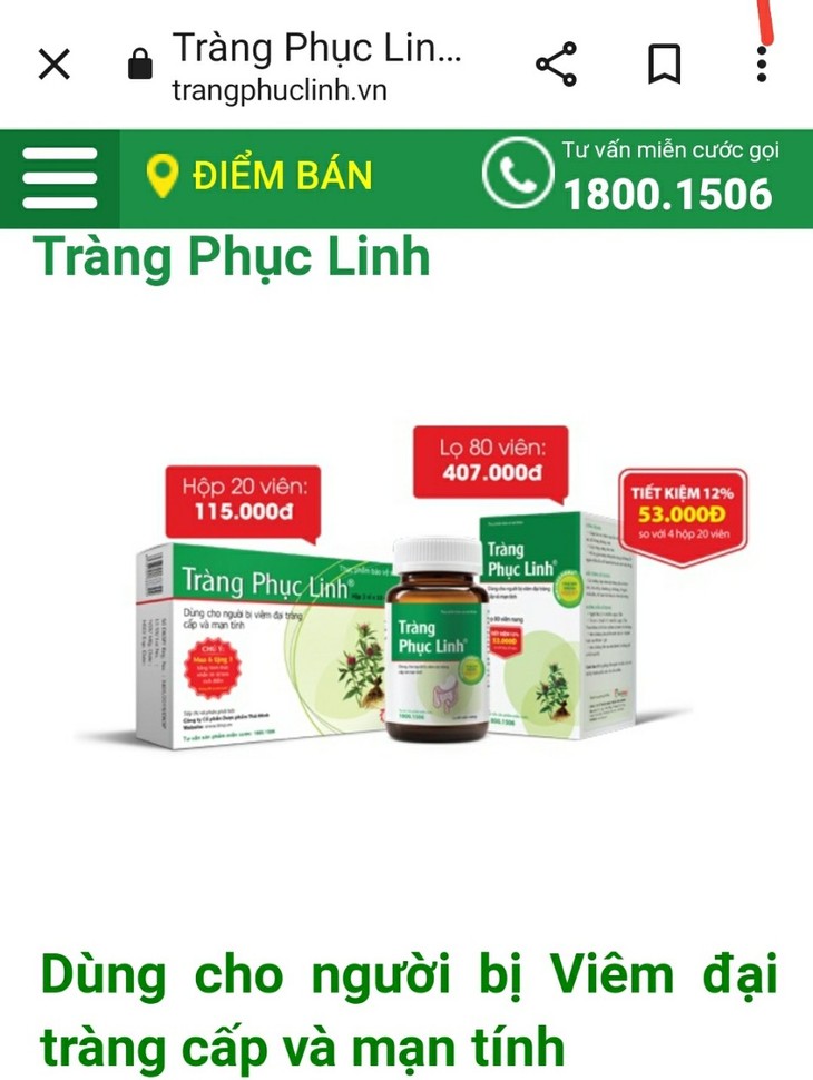 Nhan nhản TPCN viêm đại tràng quảng cáo công dụng như thuốc ảnh 3