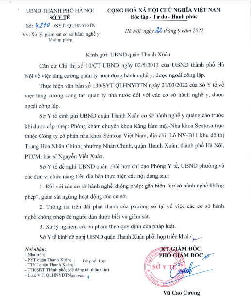Phòng khám chuyên khoa răng hàm mặt – Nha khoa Sentosa quảng cáo trước khi được cấp phép