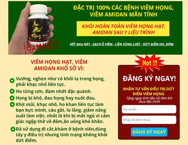 Xảo trá như thị trường thực phẩm chức năng - kỳ 1: Nhập “lò” đào tạo “bác sĩ online” - 2 Một mẫu quảng cáo TPCN “nổ tung trời” với những mỹ từ như “đặc trị 100%” hay “khỏi hoàn toàn sau 1 liệu trình“.