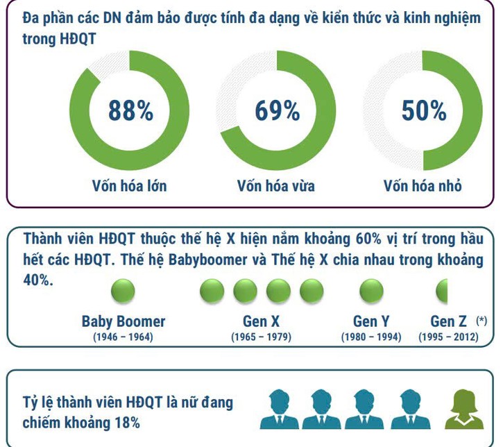 Đo lường tính đa dạng trong cơ cấu HĐQT doanh nghiệp niêm yết - Nguồn: Báo cáo đánh giá quản trị công ty niêm yết năm 2024 (khảo sát trên 500 doanh nghiệp)