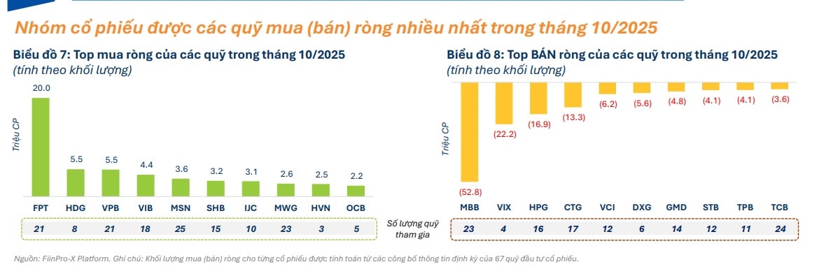 FPT, MSN, IJC được các quỹ mua ròng tháng 10, những mã nào bị bán ròng?