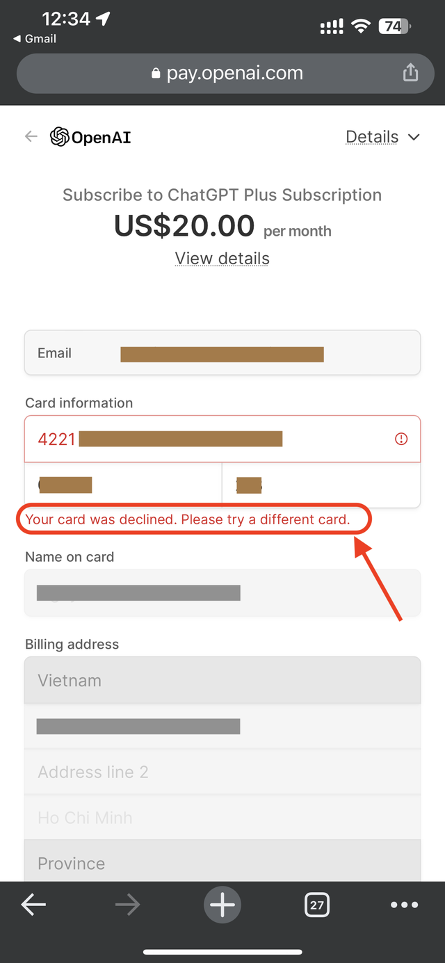 ChatGPT Plus mở ở Việt Nam nhưng chưa chấp nhận thanh toán ChatGPT Plus mở ở Việt Nam nhưng chưa chấp nhận thanh toán