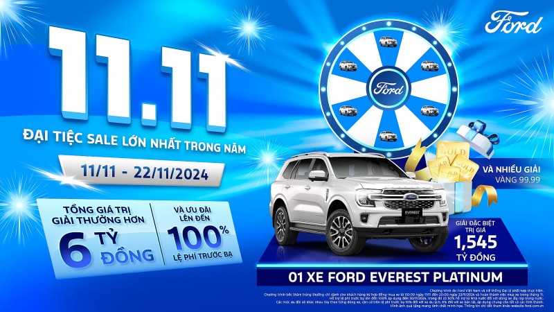"Đại tiệc sale" với nhiều ưu đãi hấp dẫn cho khách hàng của Ford trong tháng 11/2024 "Đại tiệc sale" với nhiều ưu đãi hấp dẫn cho khách hàng của Ford trong tháng 11/2024