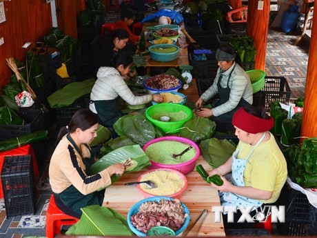[Ảnh] Làng nghề bánh chưng gù Bản Tùy ở Hà Giang tất bật cho vụ Tết