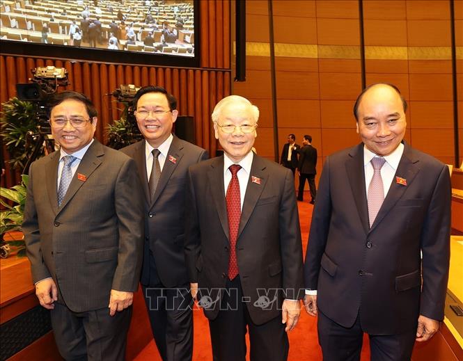 Tổng Bí thư Nguyễn Phú Trọng dự phiên bế mạc Kỳ họp thứ tư, Quốc hội khóa XV Chú thích ảnh