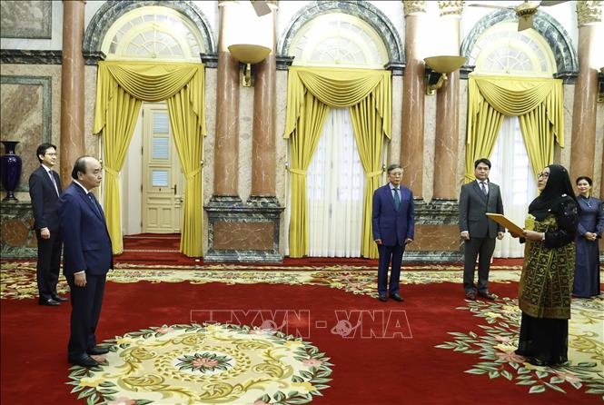 Chủ tịch nước Nguyễn Xuân Phúc tiếp Đại sứ Azerbaijan và Brunei trình Quốc thư - Ảnh 2.