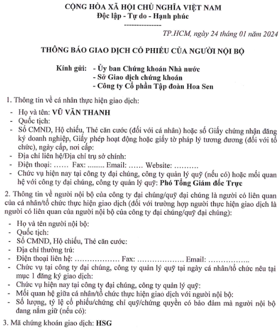 Phó Tổng Giám đốc Hoa Sen muốn Phó Tổng Giám đốc Hoa Sen muốn