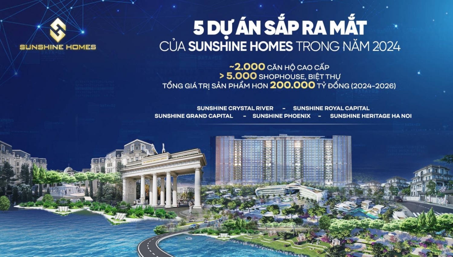 Sunshine Homes tạo dấu ấn với 5 dự án đắc địa, hứa hẹn thay đổi diện mạo bất động sản