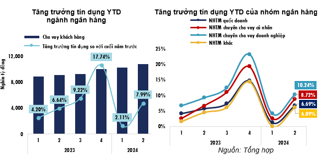 Sự phân hóa trong chiến lược tăng trưởng dư nợ của các ngân hàng