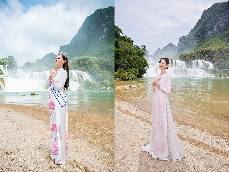 Bộ ảnh đẹp như mơ của Hoa hậu Lương Thùy Linh tại thác Bản Giốc Bộ ảnh đẹp như mơ của Hoa hậu Lương Thùy Linh tại thác Bản Giốc
