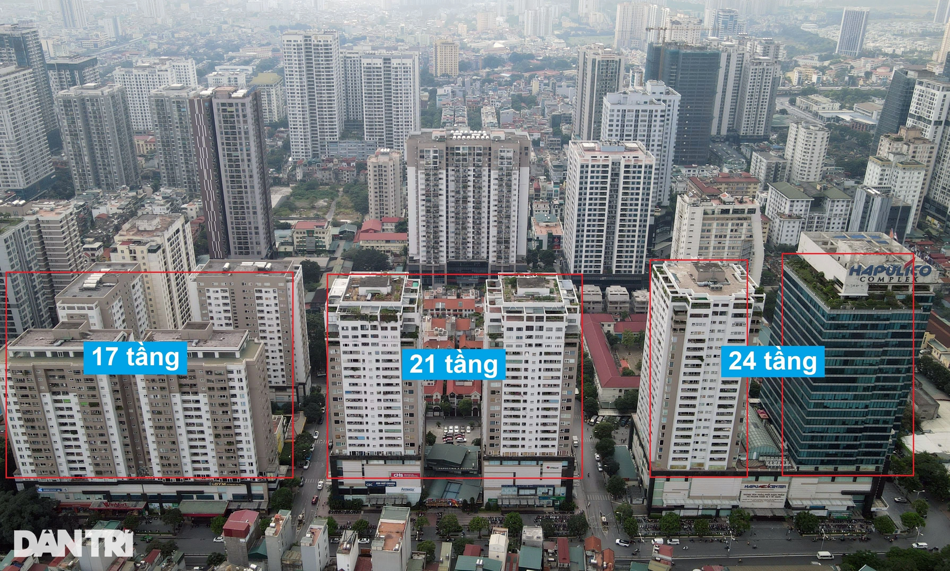 Tổ hợp chung cư, văn phòng đông đúc