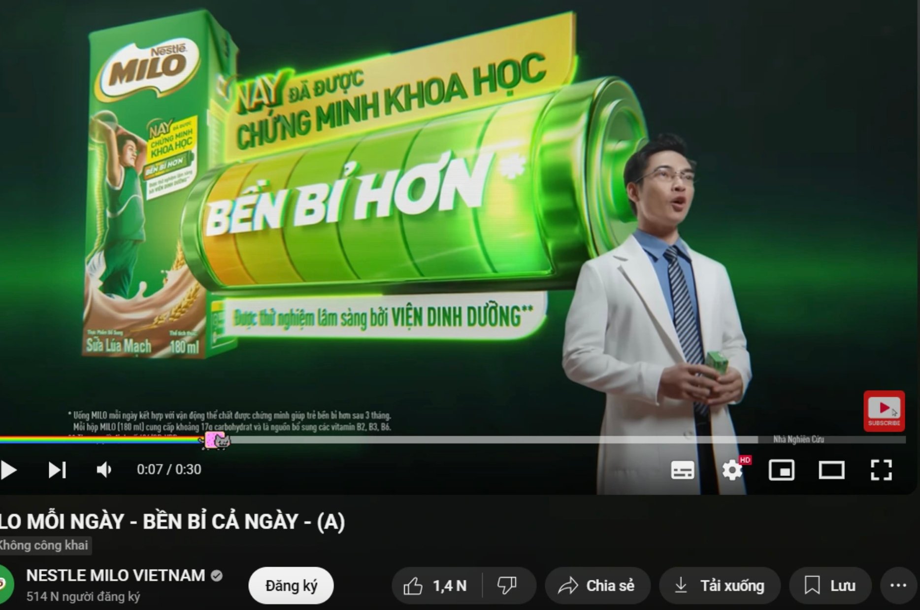 Quảng cáo sữa Milo: Nestlé sai luật và dấu hiệu lừa dối khách hàng