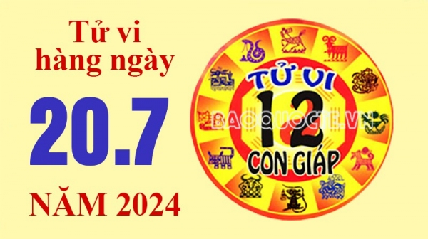 Tử vi hôm nay, xem tử vi 12 con giáp hôm nay ngày 20/7/2024: Tuổi Dần kinh doanh thành công Tử vi hôm nay, xem tử vi 12 con giáp hôm nay ngày 20/7/2024: Tuổi Dần kinh doanh thành công