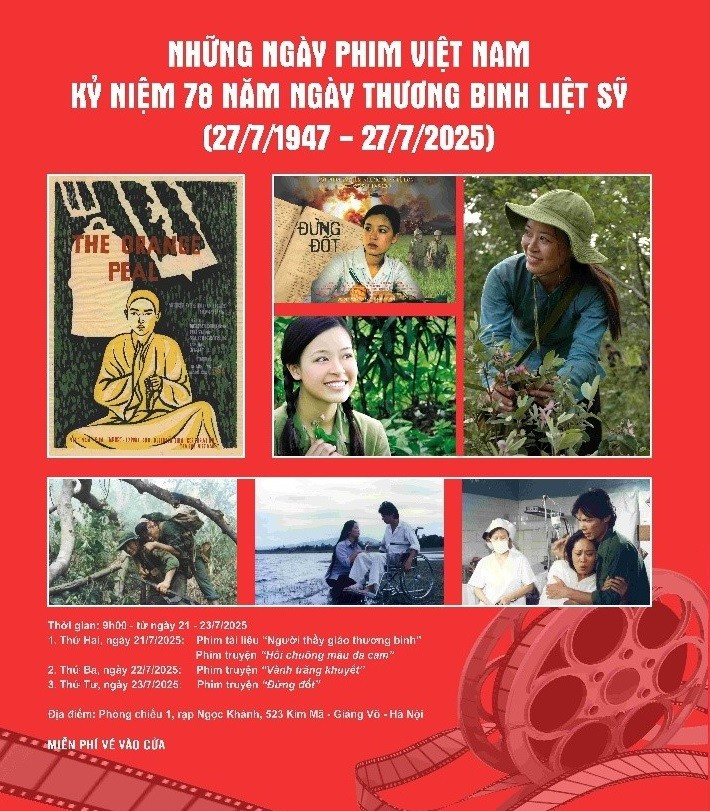 Chiếu miễn phí 3 phim điện ảnh đặc biệt kỷ niệm 78 năm ngày Thương binh liệt sĩ Chiếu miễn phí 3 phim điện ảnh đặc biệt kỷ niệm 78 năm ngày Thương binh liệt sĩ