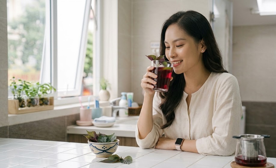 Mẹo uống nước lá tía tô để hỗ trợ làn da khỏe đẹp
