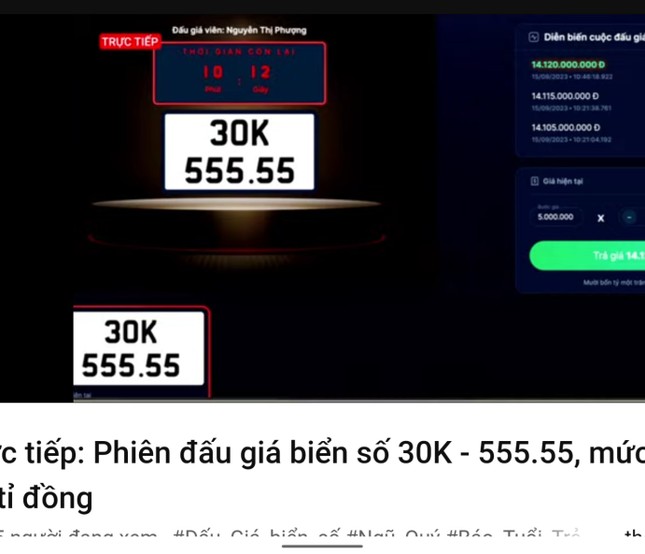 Biển số 30K.55555, tr&uacute;ng đấu gi&aacute; gần 14,2 tỷ đồng ảnh 1