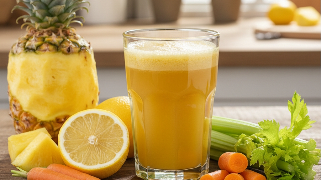 Tác dụng bất ngờ của ly nước ép dứa, cà rốt, cần tây và chanh