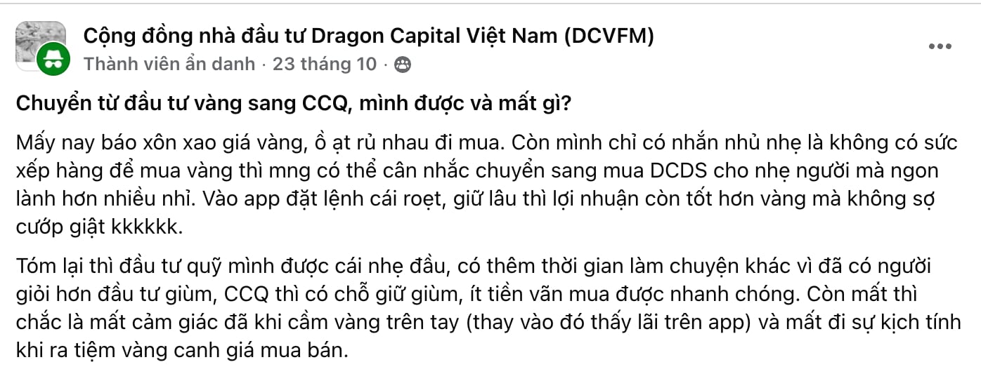Vàng khó mua, nhà đầu tư chuyển hướng tích sản chứng chỉ quỹ